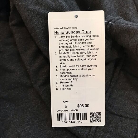 New LULULEMON Hello Sunday Crop Mod Black Gray 6 - Picture 6 of 6